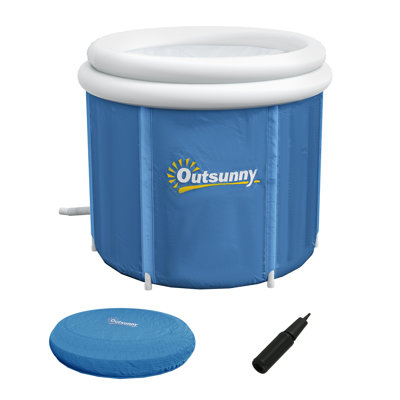 Baignoire de glace portative Outsunny de 79 gallons avec couvercle thermique et sac de transport, bleu foncé, idéale pour la récupération à l'extérieur