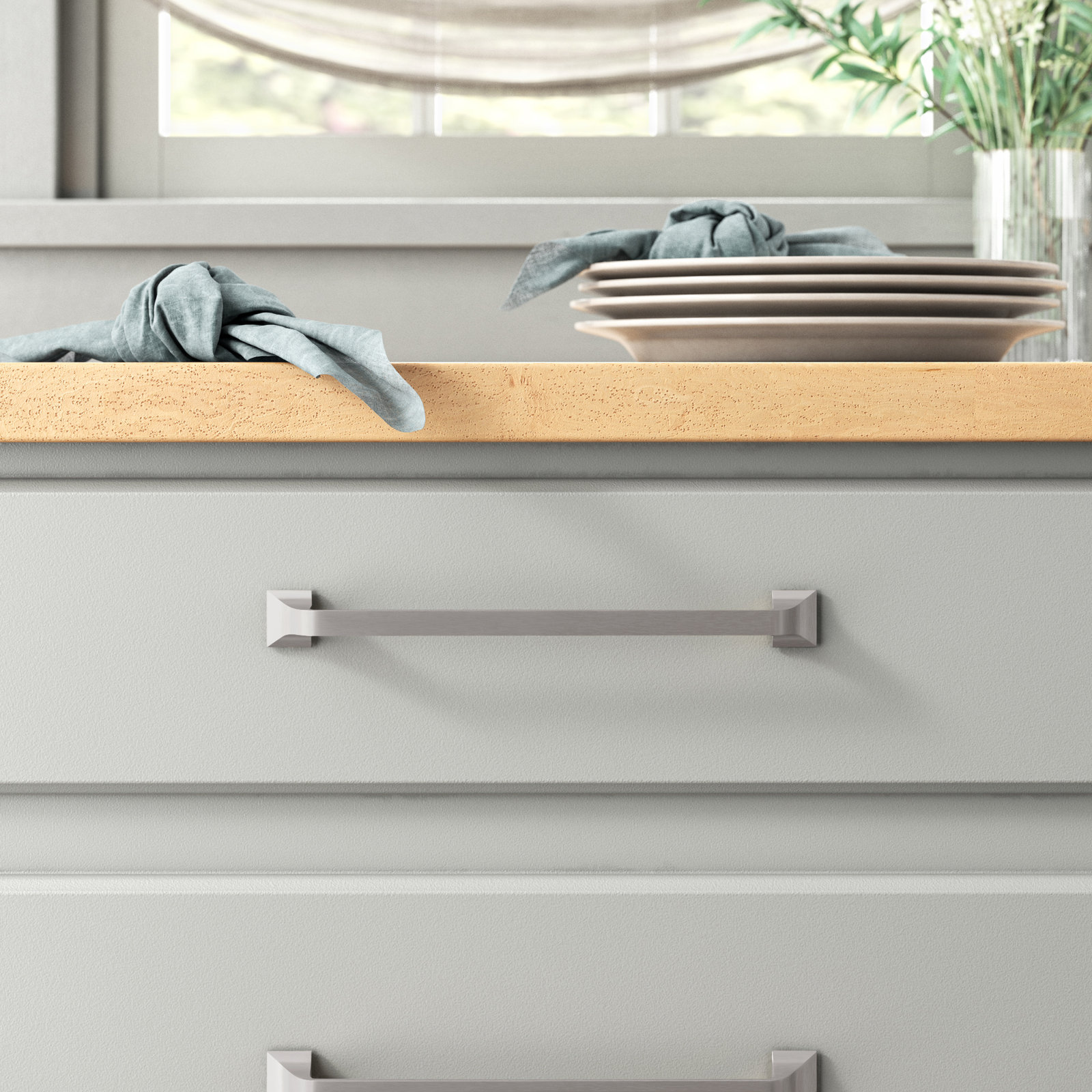 Forge Farmhouse Cabinet Pull, Satin Nickel, 6-5/16", Set of 1