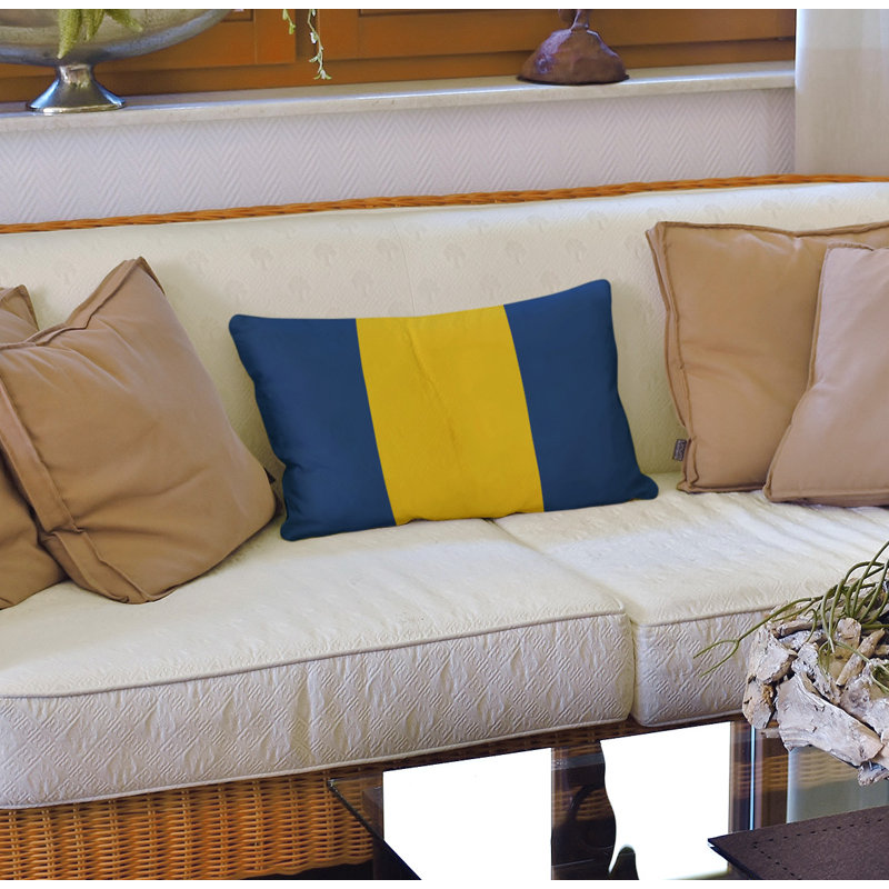 Housse de coussin lombaire Atlanta, Bleu foncé / Jaune, LA