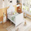 Lit double pour enfants, lit plateforme double en bois avec tête et pied de lit, blanc, conception à profil bas pour plus de sécurité et de style-1211793524-1211793527