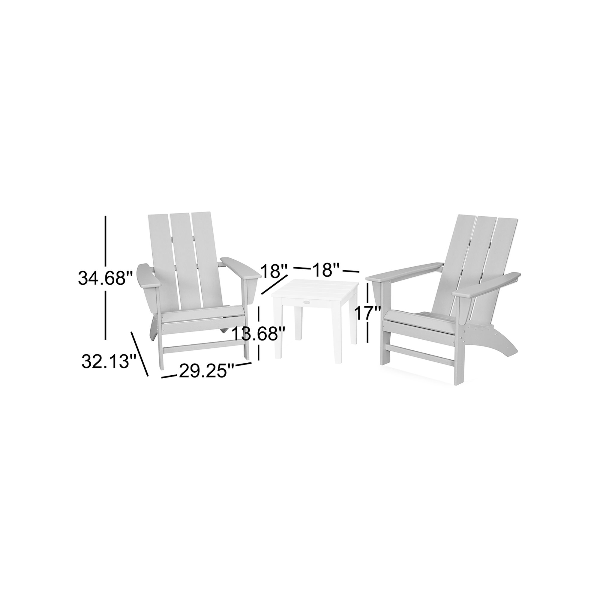 POLYWOOD Modern Adirondack 3-Piece Set, Pacific Blue