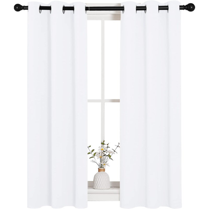 Blackout Curtain Panels For Bedroom, 2 Panels, W29 X L40 Inches, Thermal Insulated Grommet Top Blackout Draperies And Drapes For Kitchen Small Window