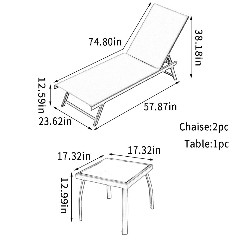 Chaise longue d'extérieur en alliage d'aluminium Njomza, Blanc