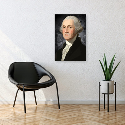 Geometric Washington Portrait Geometric Modern Contemporary Portrait Wall Art Print 1 Piece Wrapped Canvas Wall Art