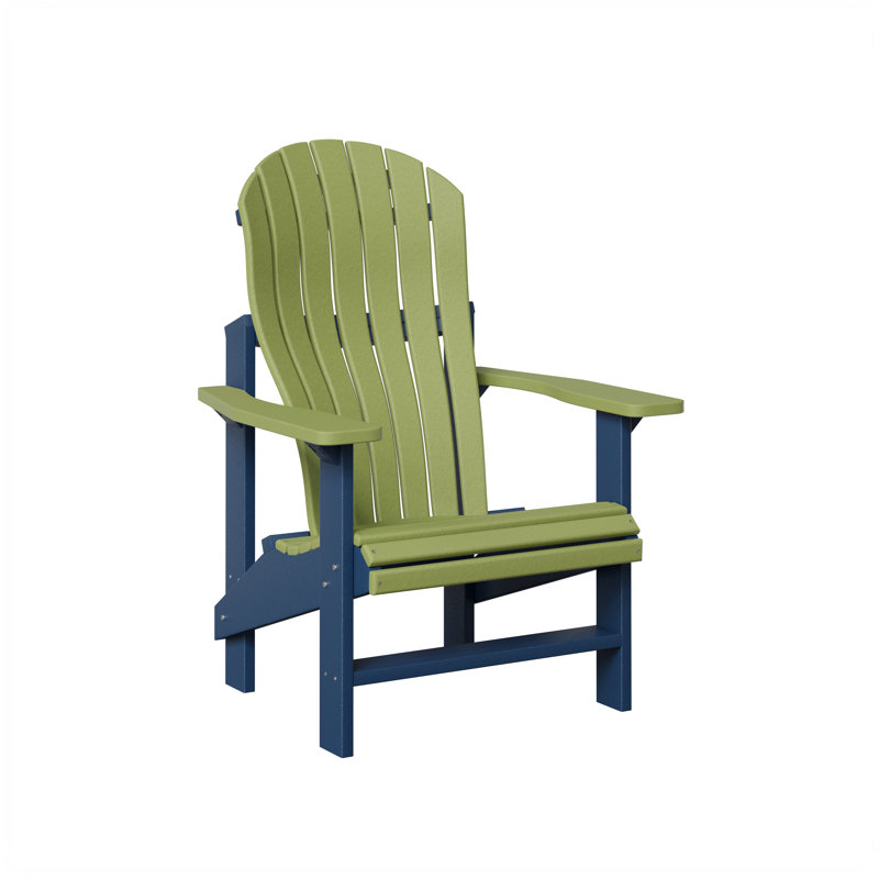 Berlin Gardens Contour Upright Adirondack Chair, Kiwi Green with Navy Blue