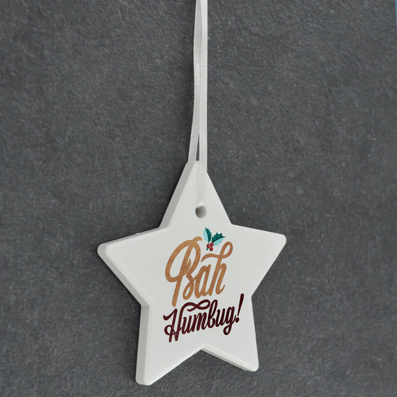 The Seasonal Aisle Bah Humbug Christmas Star Shaped Ceramic Ornament
