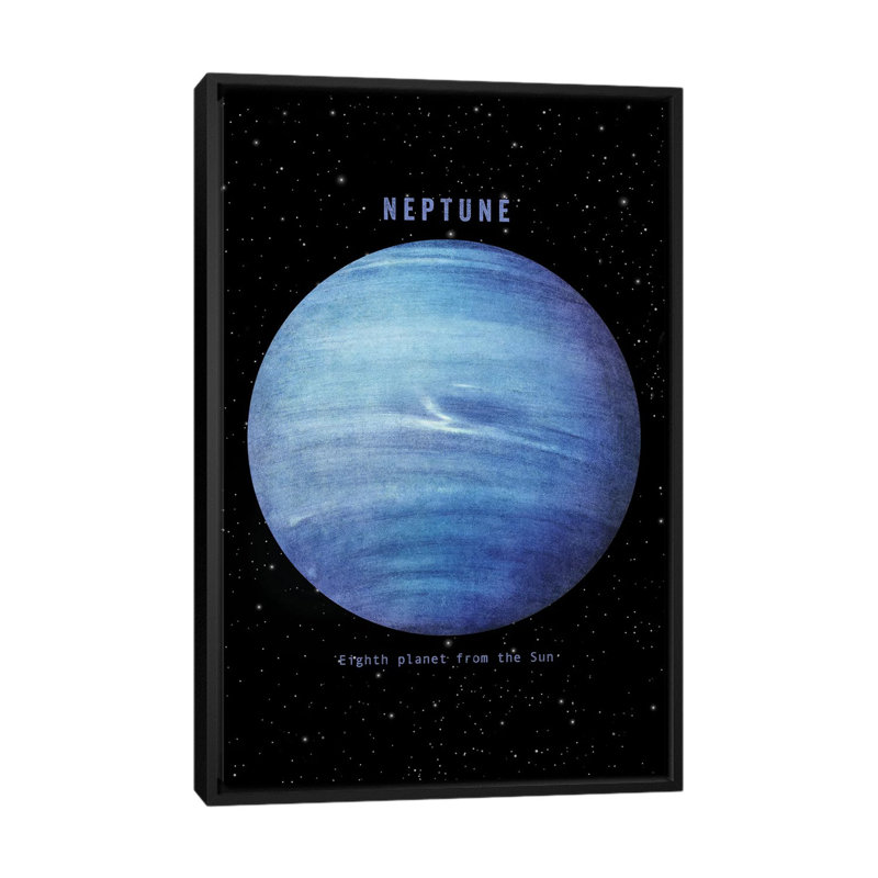 « neptune », impression sur toile, H 26 po x l 18 po x P 1,5 po, Toile avec cadre noir, Pas de tapis