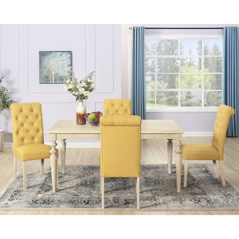 Repas tendance: table rectangulaire et sièges confortables Rangement: bois avec 4 chaises, brun, arrangement 3