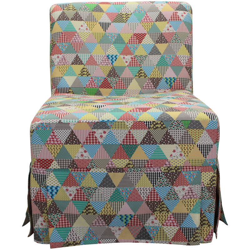 Hentz Upholstered Slipper Chair, Blue/Yellow/Peach