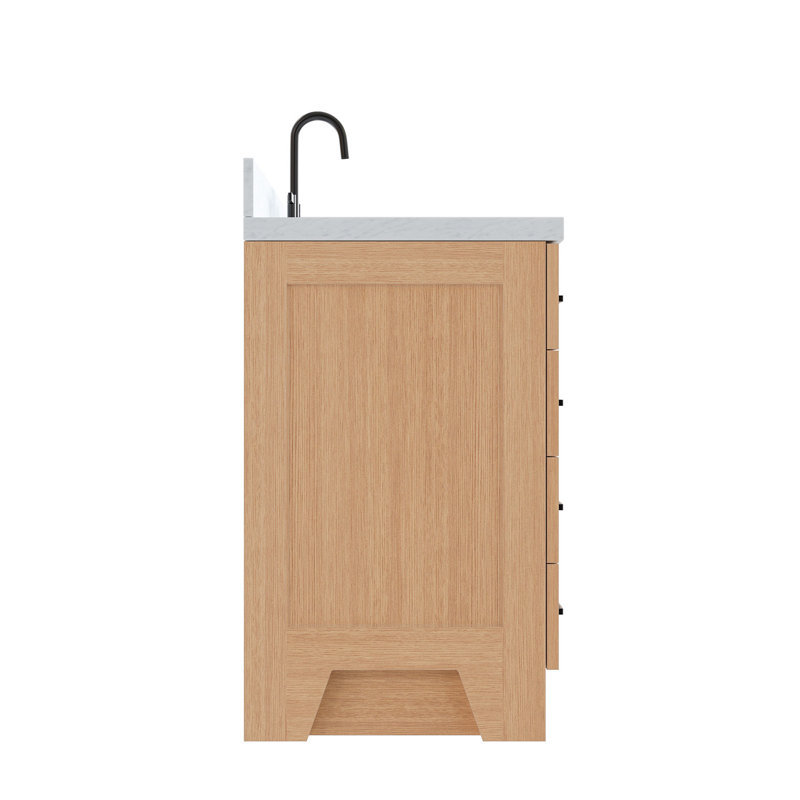 ARIEL TAYLOR 61 IN RECTANGLE SINK VANITY, Oval, Natural Oak