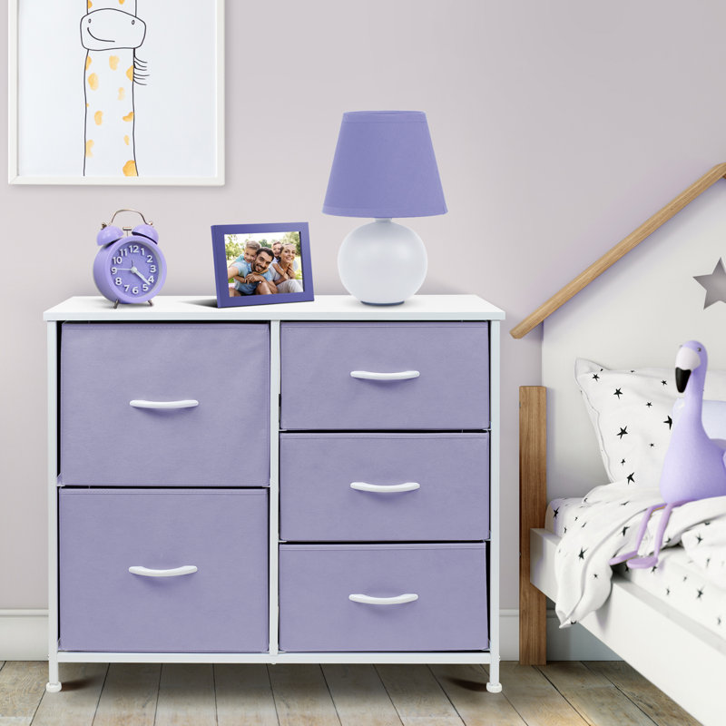 Commode 5 tiroirs l 33,5 po, Mauve