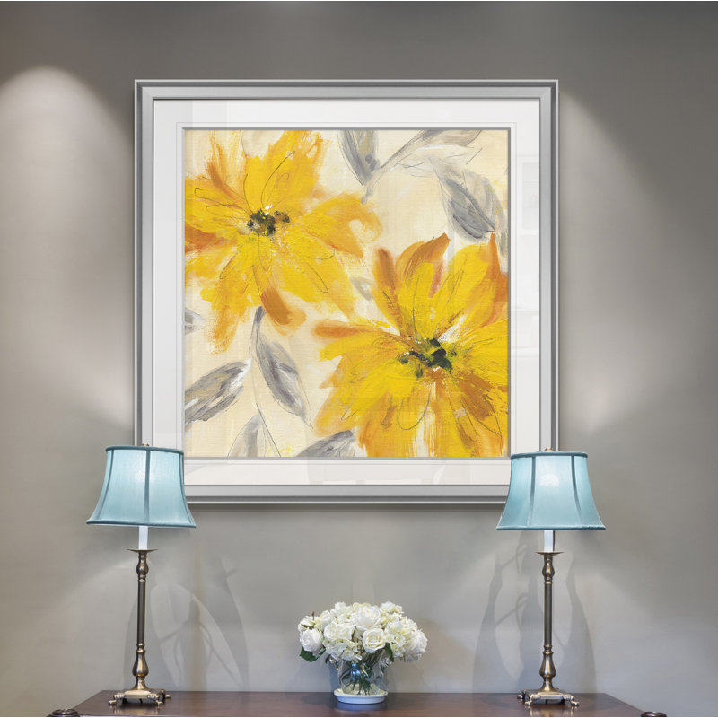 " Floral Joy ", 28" H x 28" W, Framed Print, Silver