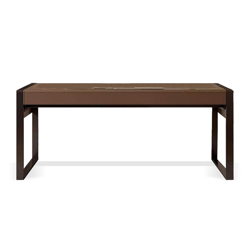 Bureau italien en cuir italien, Noir, 29.53" H x 62.99" W x 27.56" D