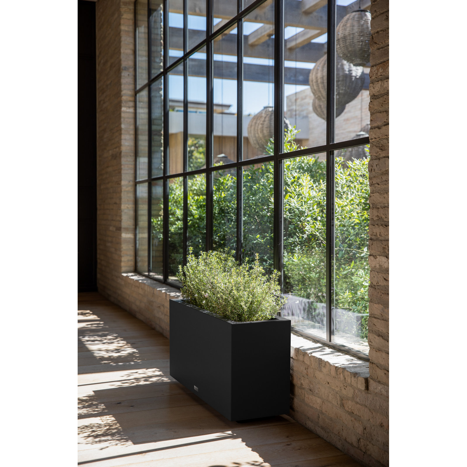 Block Series Long Box Planter, 16” H x 32” W x 10” D, Black