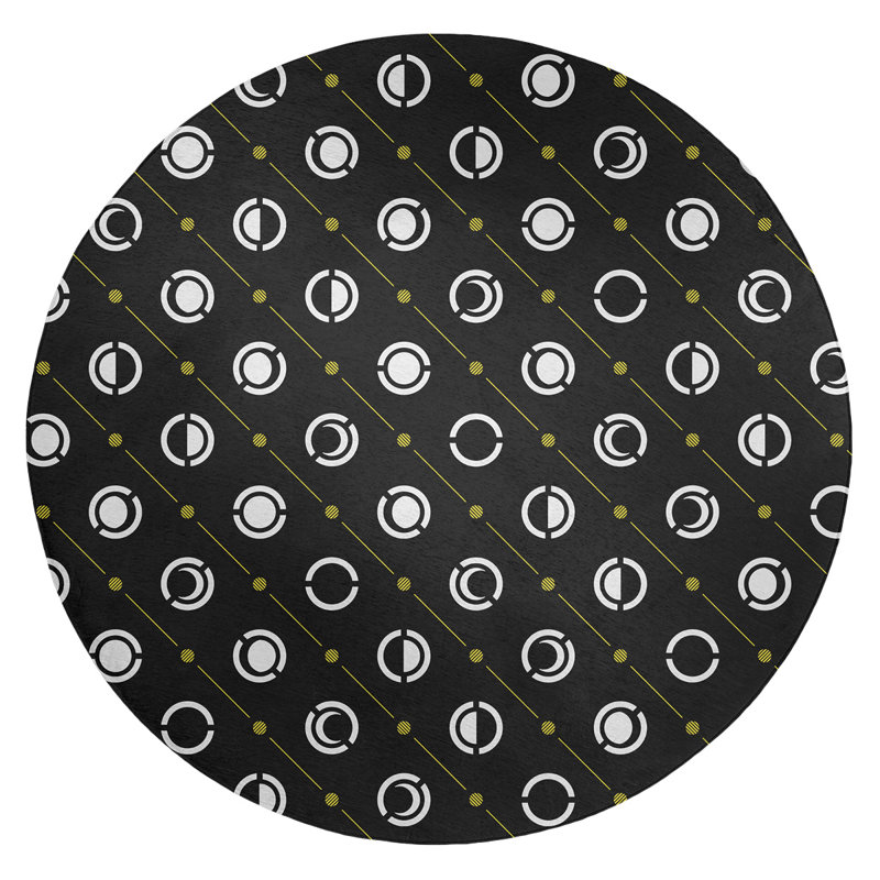 Tapis noir/jaune lune phases, Rond 5 pi