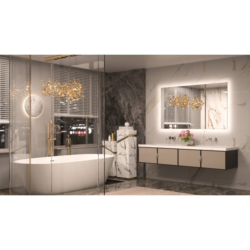Miroir de salle de bain avec éclairage à DEL rétroéclairé sans cadre, 28 po x 48 po