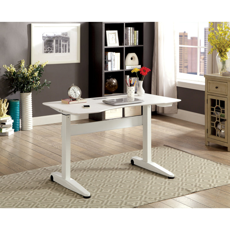 Adjustable Metal Base Standing Desk, 28.75" H x 47.25" W x 29.18" D, White