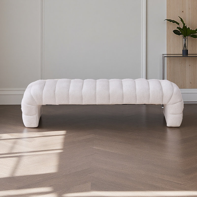 Banc rembourré 69,6 po, Ivoire ivoire
