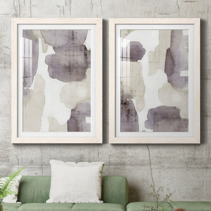 " Tessera Wash I " 2 - Pieces, 31.5" H x 43.5" W x 1" D, White Framed, White