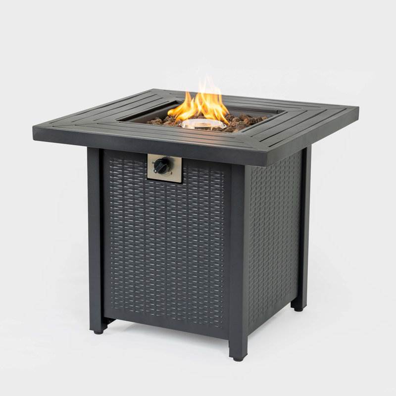 28-Inch Iron Square Propane Fire Pit Table