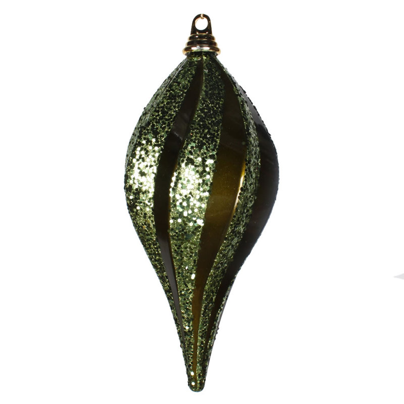 Ornement en forme de bonbon scintillant, H 12 po x l 6 po x P 6 po, Olive