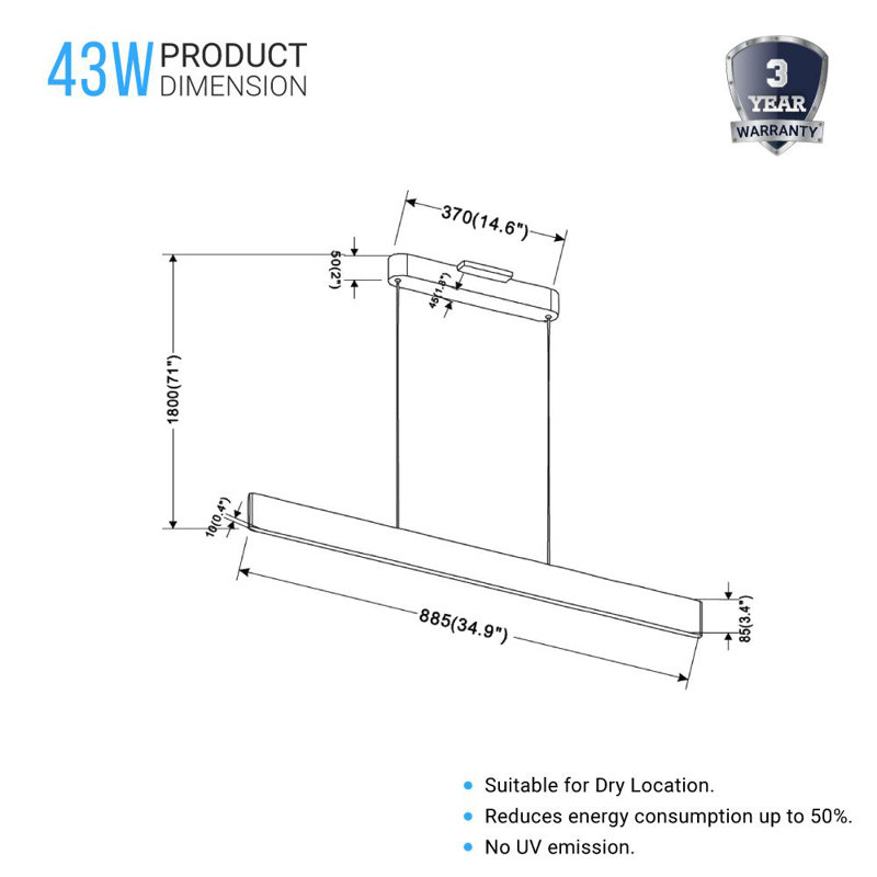 Luminaire suspendu 1 lumière DEL, Brun brossé