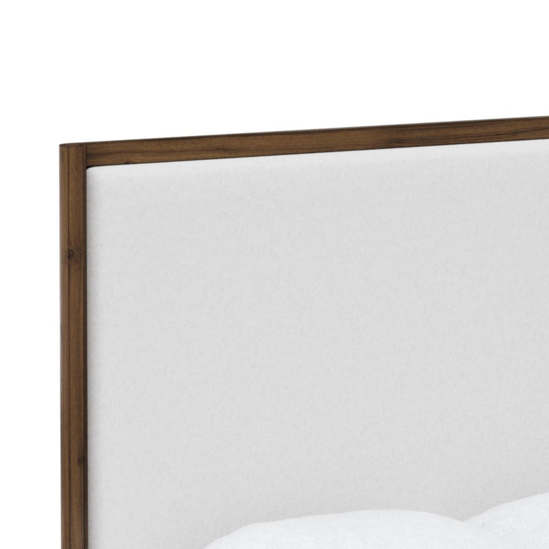 Grand lit en noyer avec tête de lit tapissier en tissu et beauté classique
