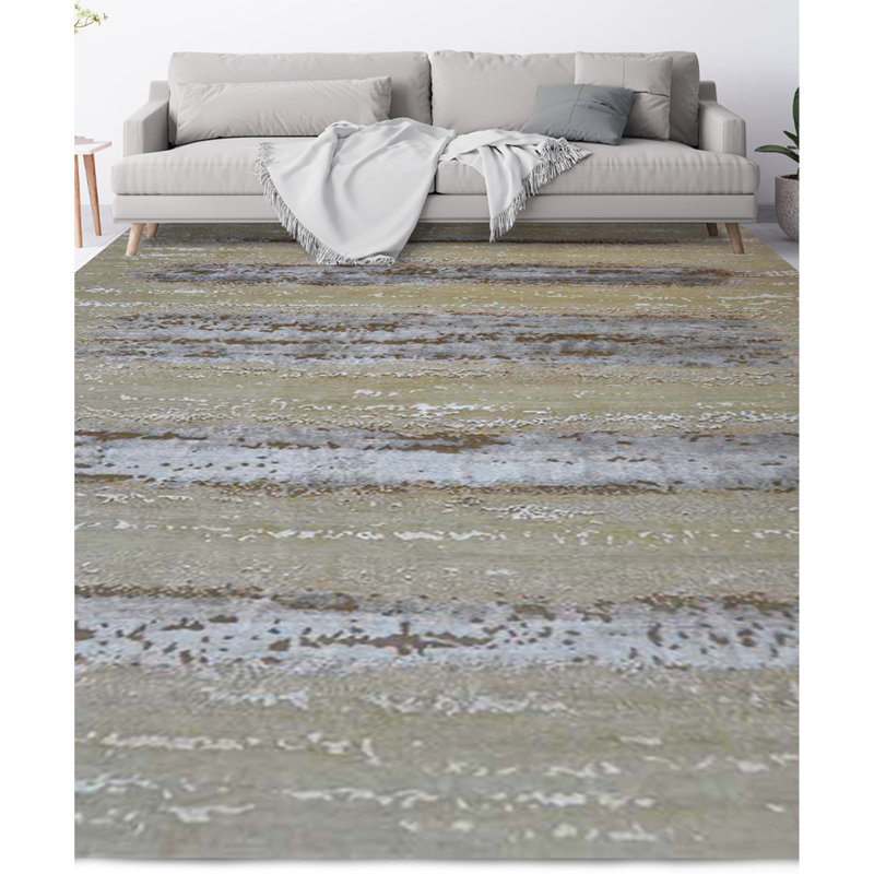 Abstract Area Rug in Taupe, Rectangle 9'1" x 12'1"