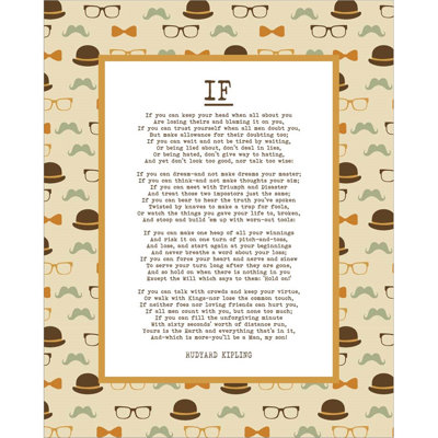 If By Rudyard Kipling - Retro Orange by Quote Master - Wrapped Canvas Print