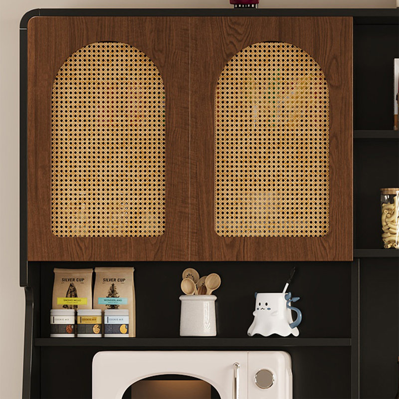 Buffet noisette + bois manufacturé noir + verre, H 78,74 po x l 78,74 po x P 15,75 po