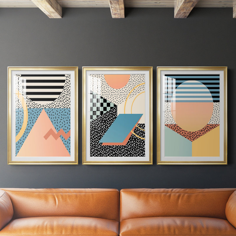 «Modern Memphis I», reproduction encadrée de qualité supérieure - prête à être accrochée, H 42,5 po x l 91,5 po x P 2,5 po
