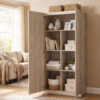 71‘’H Storage Cabinet, Large Capacity Wardrobe, Wooden Storage Unit