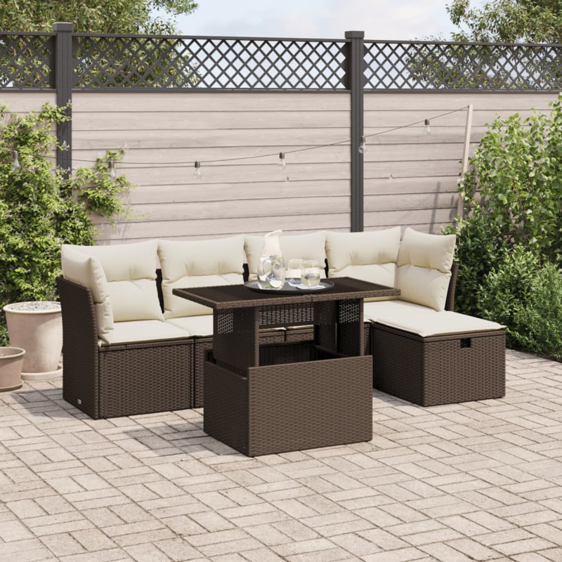 Ensemble de canapé de jardin Vidaxl brun, blanc crème