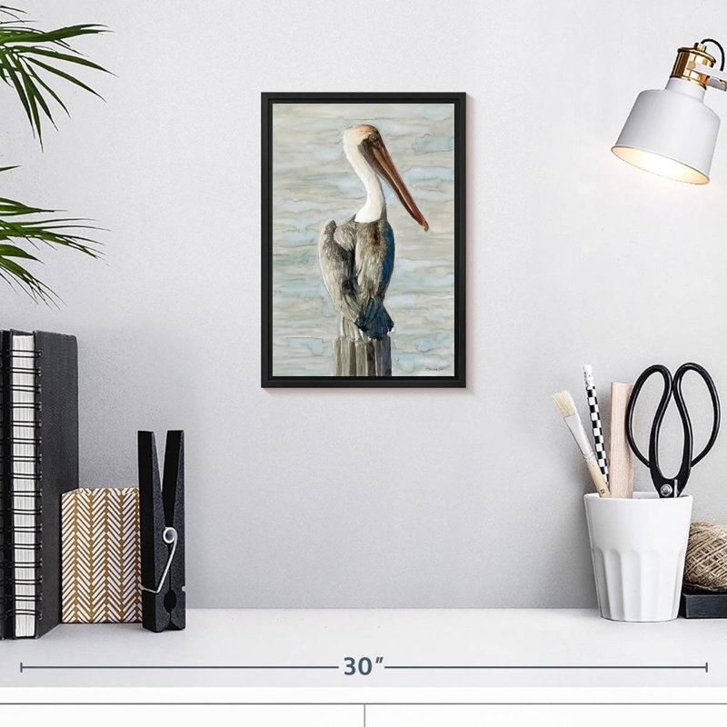 Pélican brun classique, 9 po x 13 po, Cadre flottant noir