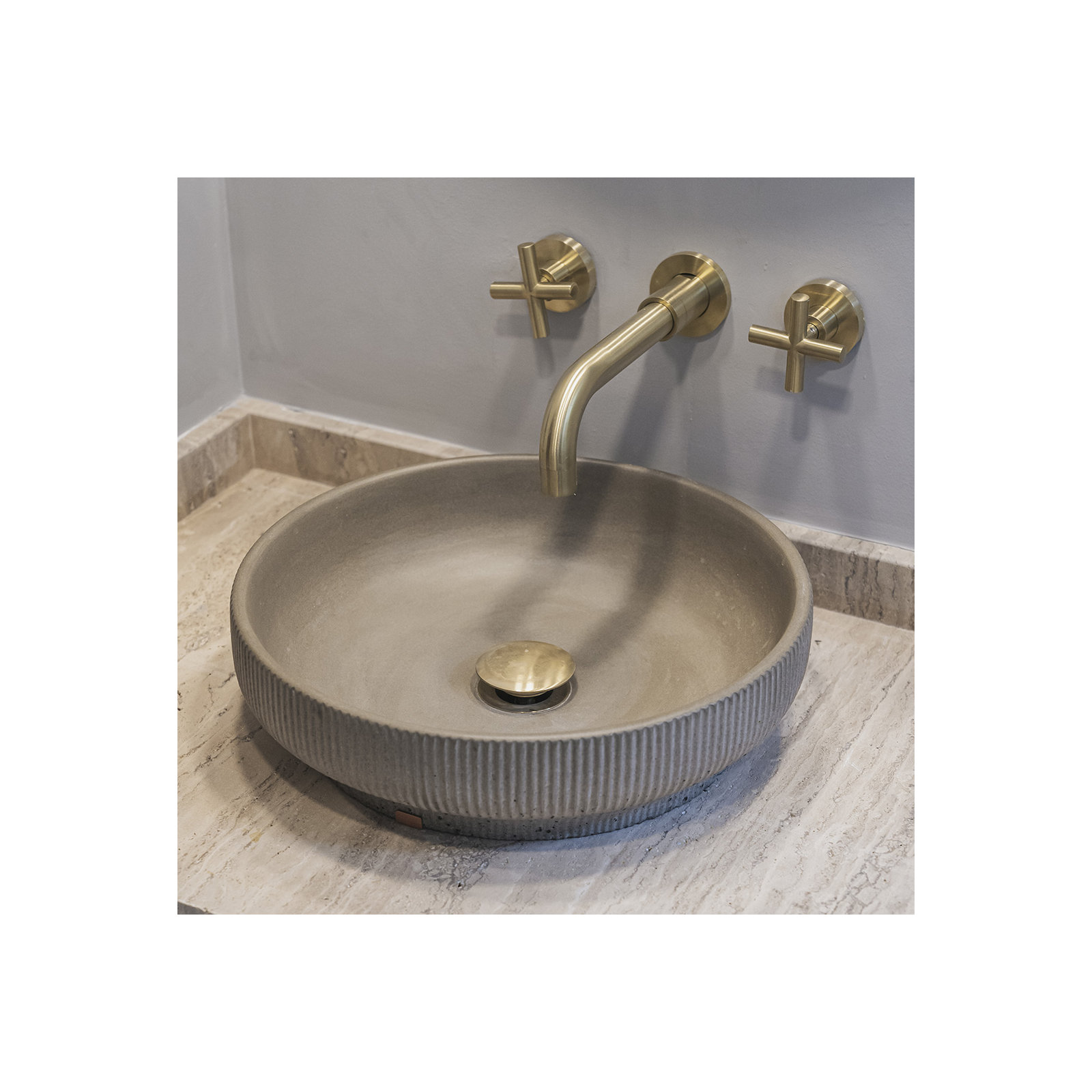 Lotus Concrete Handmade Bathroom Sink, Rain Gray