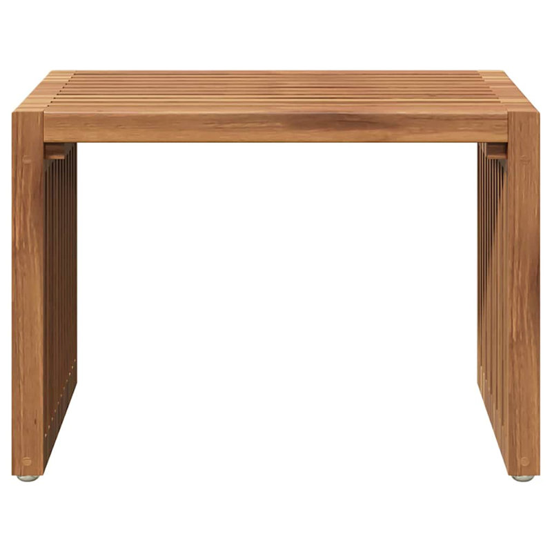 Garden Side Table Manual Brown Solid Teak Wood, 35cm H x 32.5cm W x 50cm D