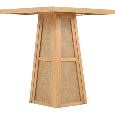 Table à hauteur de bar Delrio en canne naturelle, placage de chêne et bois massif