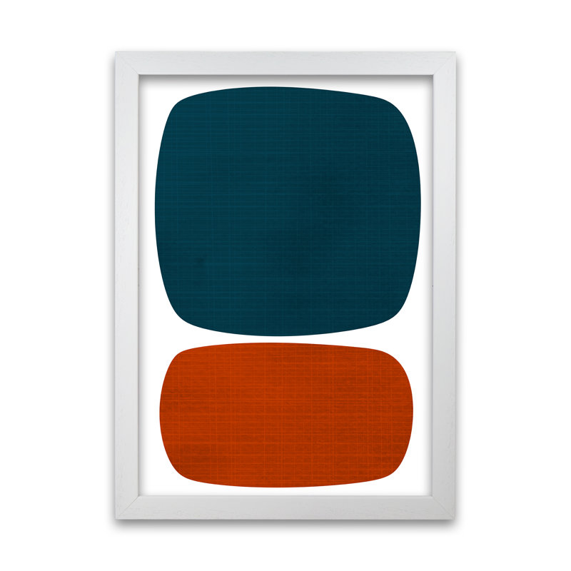 Blue And Orange Mid Century - Print, White Frame, 59cm H x 42cm W x 3cm D