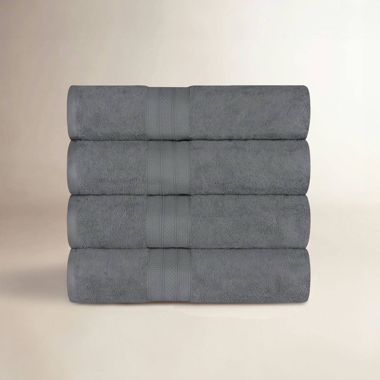 4-Piece Cotton Bath Towel Set, Gray