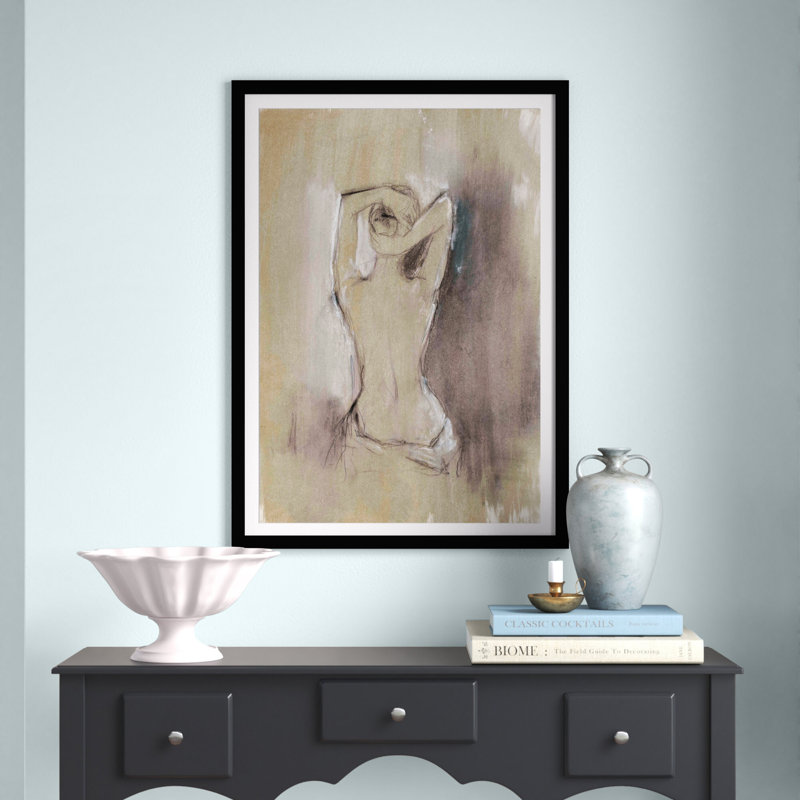 " Contemporary Draped Figure I " by Ethan Harper Painting Print, 36"H x 36"W, Gold