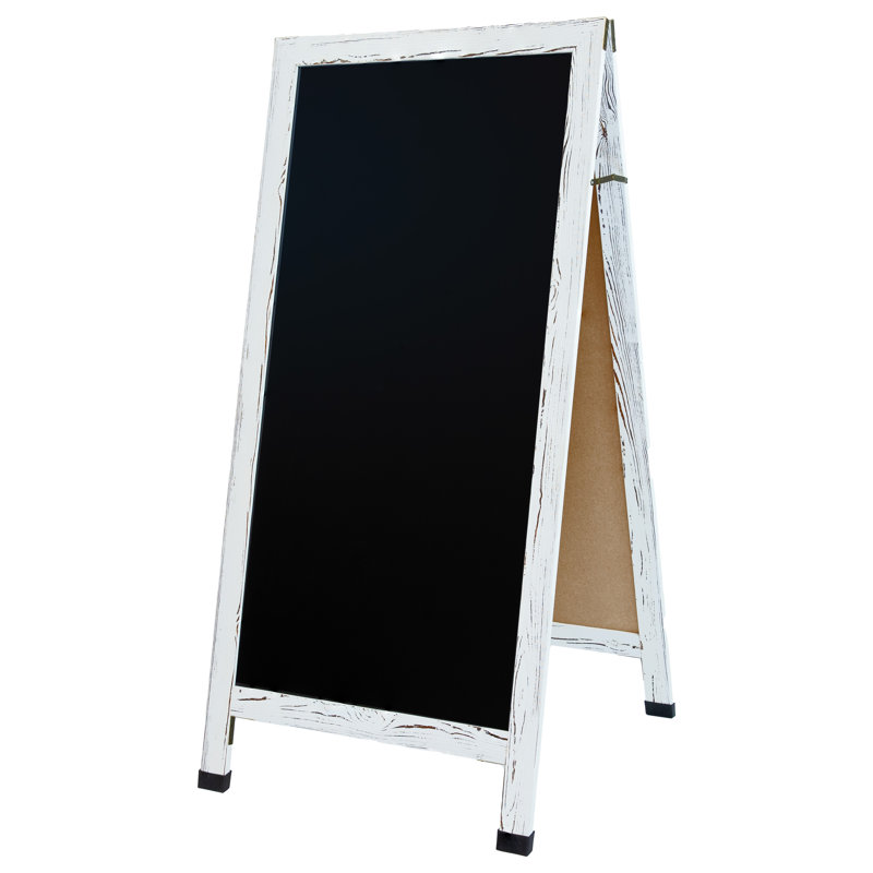 Tableau noir 57 "x 27" avec craie et gomme, 21.75" H x 16.5" W, Blanc, 1