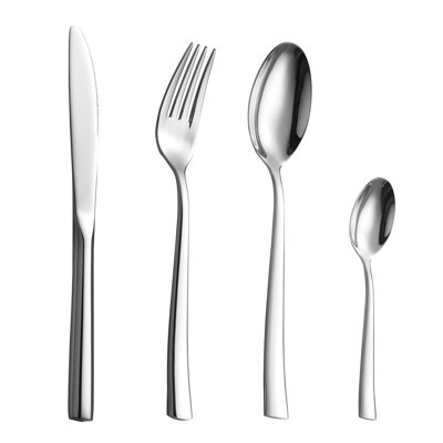 Velaze Series, 24-piece Silver Stainless Steel Cutlery Set, Service For 6