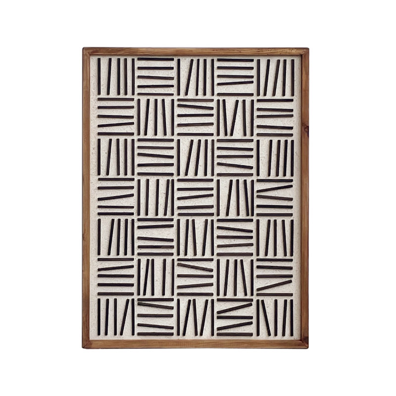 Art mural en bois, Beige / noir
