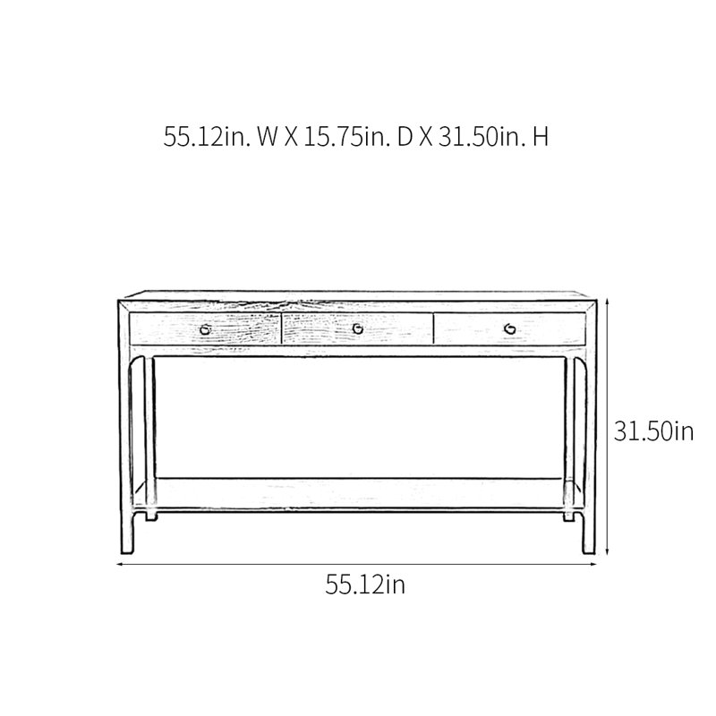 Rural Retro Practical Console Table, Gray, 31.5" H x 55.12" W x 15.75" D