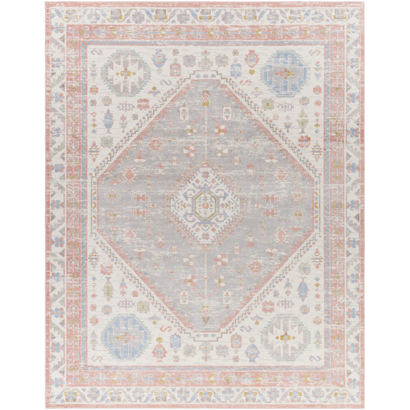 Benfield Machine Washable  Rose Area Rug, Rectangle 6'7" x 9'