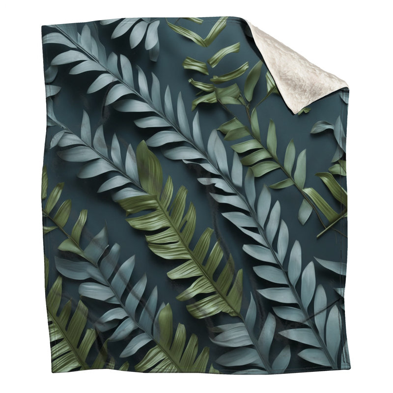 Couvertures de feuilles de palmier tropicales, L 60 po x H 80 po, Dark Gray Medium Green