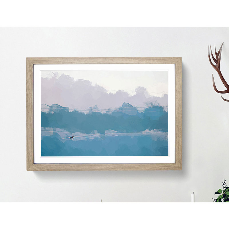 Lone Wolf in Abstract - Picture Frame Graphic Art Print, Oak, 60cm H x 91cm W x 2cm D