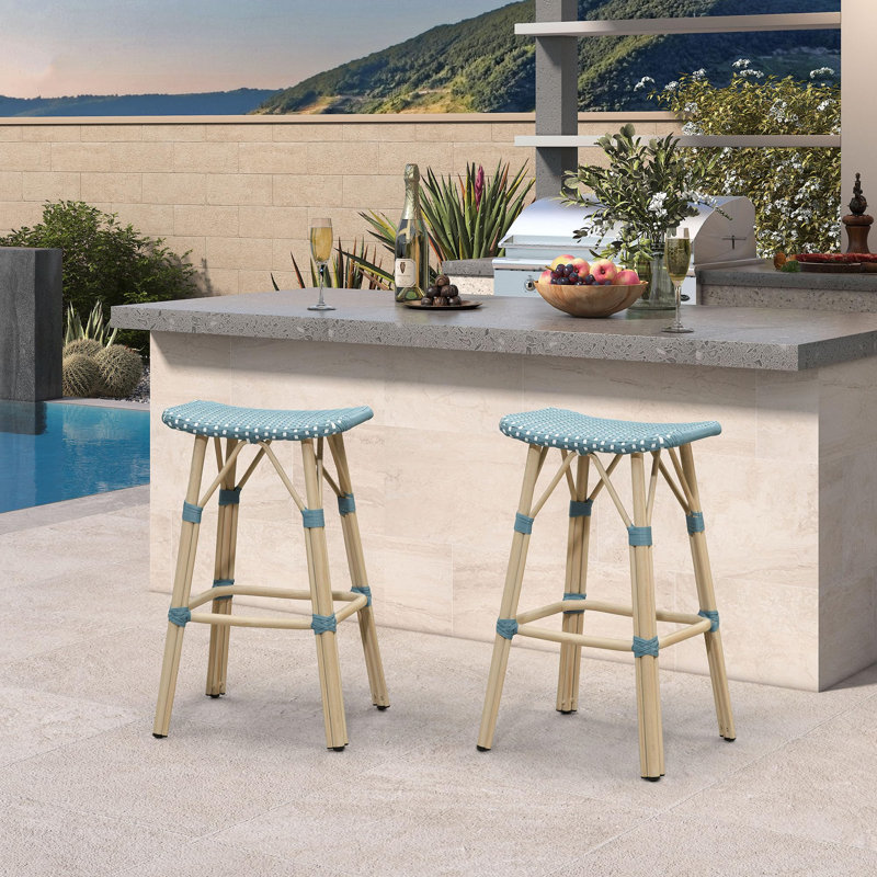 Tabourets de bar de patio, Bleu clair