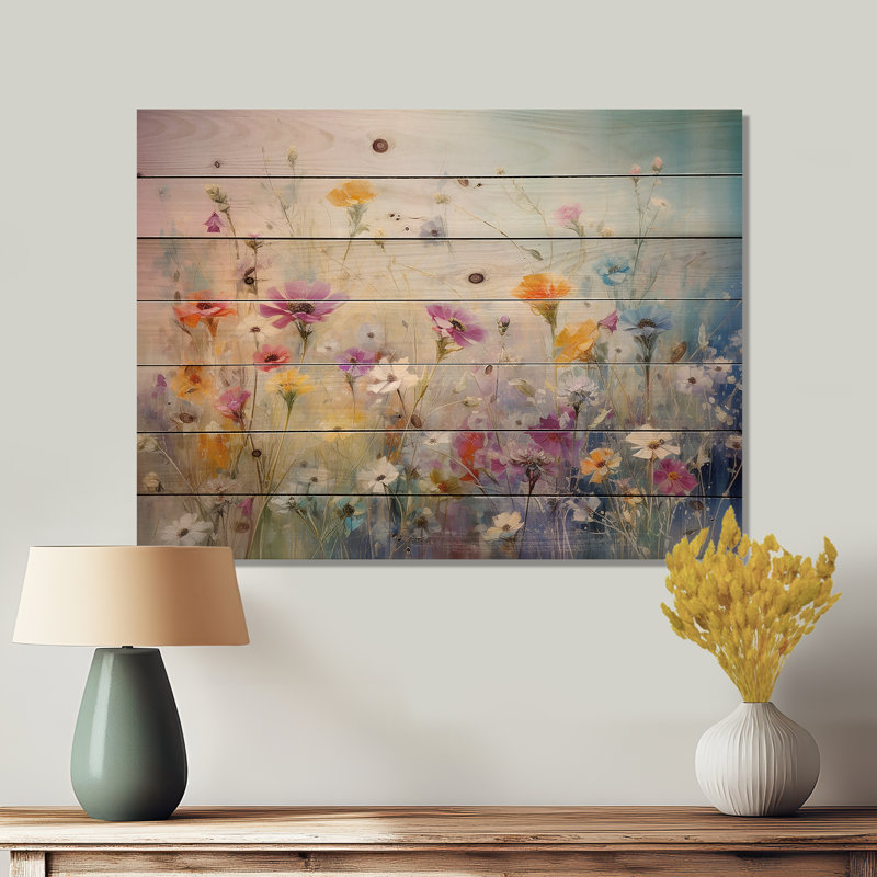 Newman - Décoration murale en bois floral sur bois de pin naturel, H 24 po x l 32 po