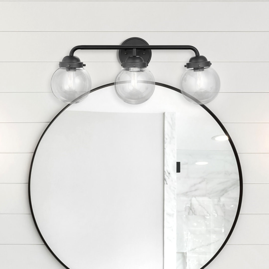Cordray 24" Globe glass 3-light bathroom Vanity light Longshore Tides 
